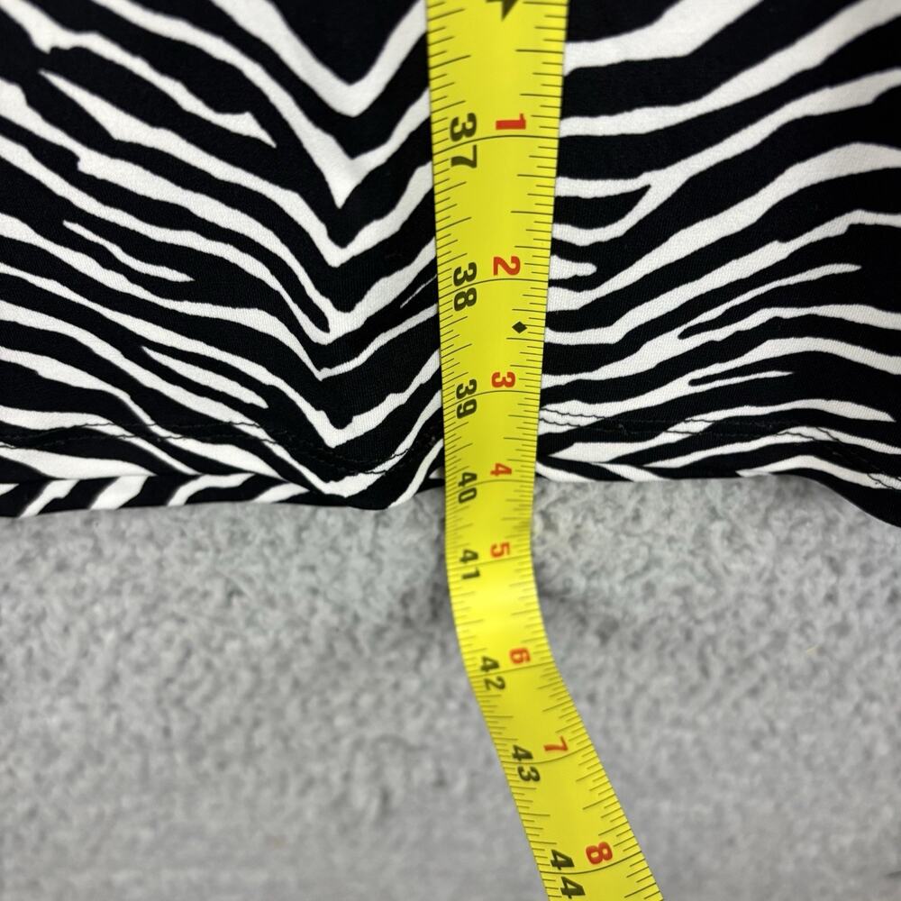 Liz Claiborne Faux Wrap Dress Large Zebra Fit Flare Career Stretch Belt Mob Wife - Picture 5 of 7